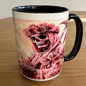 Floral Skull Mug - Pink and Black